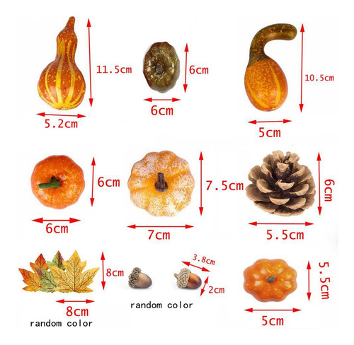 50x Artificial Varias Calabaza Cono De Pino Bellota Hoja De
