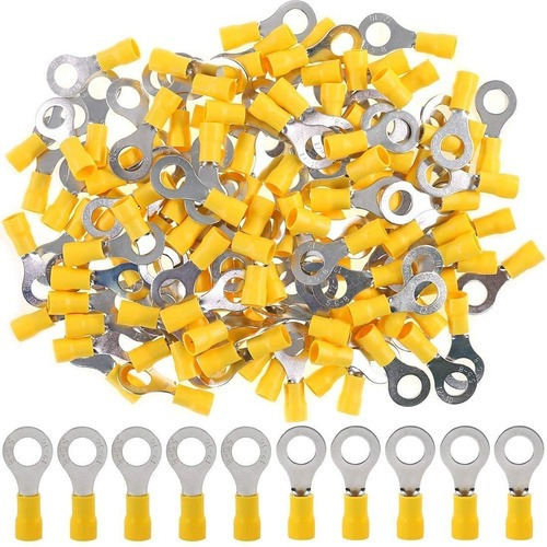 100un Terminal Olhal Rv3.5-5 Amarelo Pré Isolado 4mm - 6mm