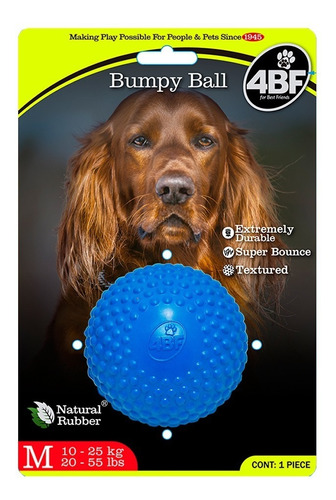 Juguete P/ Perro Pelota De Hule Natural Bumpy Ball Marca 4bf Color Azul