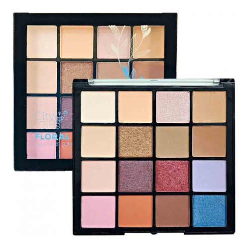 Paletas Sombras City Girls 16 Cores Maquiagem Floral Nude 