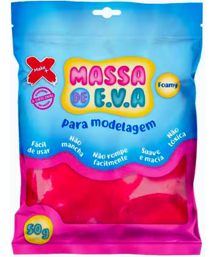 Massa De Modelar Eva Cores 50g Make+ Biscuit Artesanato Cor Vermelho