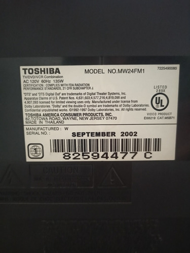 Imagen 4 de 5 de Tv 24 Toshiba Único Con Dvd Y Vhs