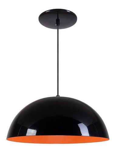 Luminária de teto Rei da Iluminação Meia Lua 40 cor preto brilhante/laranja 110V/220V