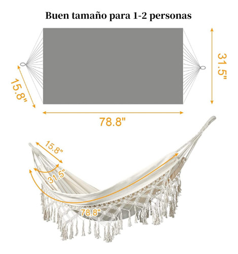 Hamaca Portátil Para Acampar De Lona Con Borlas Blanco Nombre Del Diseño