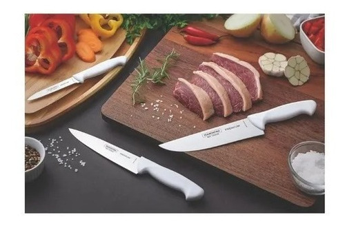 Imagen 10 de 10 de Juego X3 Cuchillos Premium Tramontina 4' 6' 7' Cocina Acero