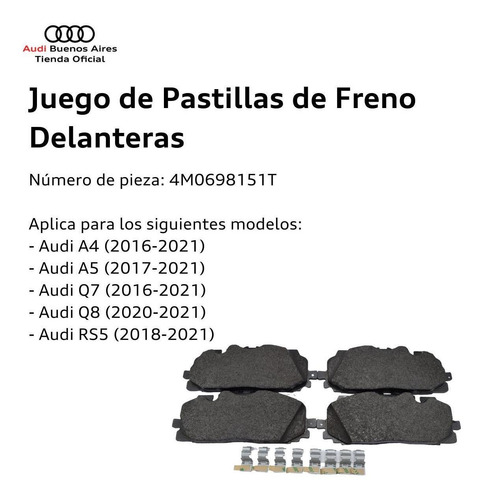 Imagen 2 de 7 de Juego Pastillas De Freno Delanteras Audi Q5 2017 Al 2019