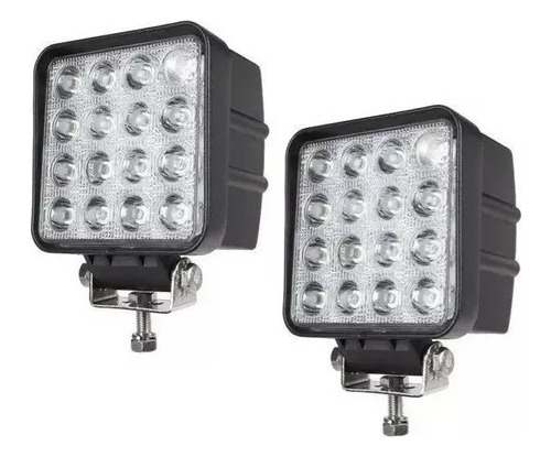 Par Faros Cree Led Auxiliar Cuadrado 16 Led 48w 4x4 Jeep Kob