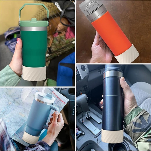 Capa De Silicone Compatível Com Garrafa Stanley Queencher Bege