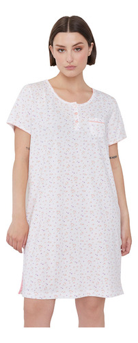 Camisa De Dormir Mujer Manga Corta Ecru Print Corona