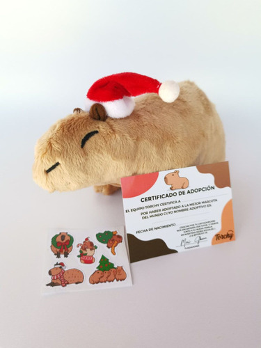 Peluche Chigüire. Capybara Edición Navideño 18cm