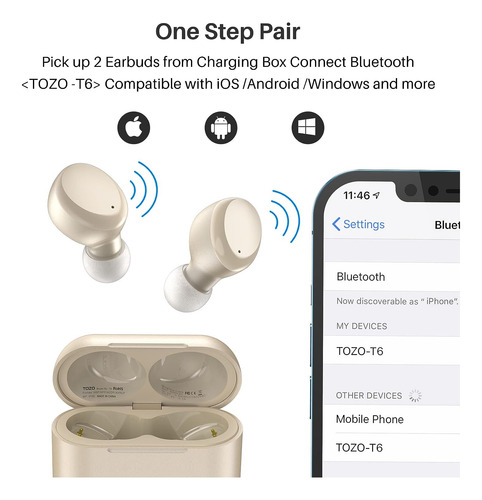 Auriculares Inalámbricos Tozo T6 True Bluetooth 5.3 Para Ab