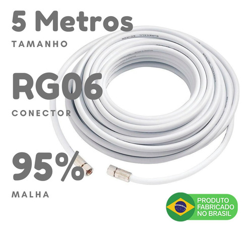 Imagem 3 de 6 de Cabo De Tv Digital Sky Parabolica Oi Net 5 Metros Pronto
