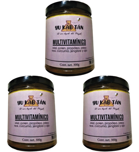 3 Multivitamínico: Miel Polen Jalea Real Propóleo Cúrcuma