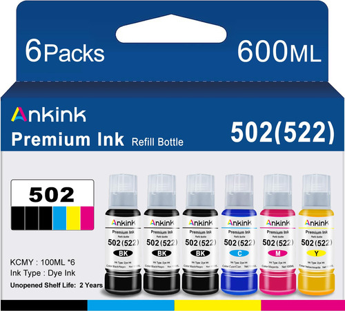 Ankink Botellas De Repuesto De Tinta T502 502 Para Ecotank E