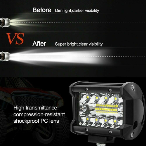 Imagen 8 de 10 de 2 Faros Reflector Auxiliar Led 60w Spot Luz Blanca 4x4 A-vip