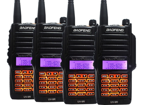 Kit 4 Rádio Comunicador Baofeng Uv9r 10w Resistente À Águ