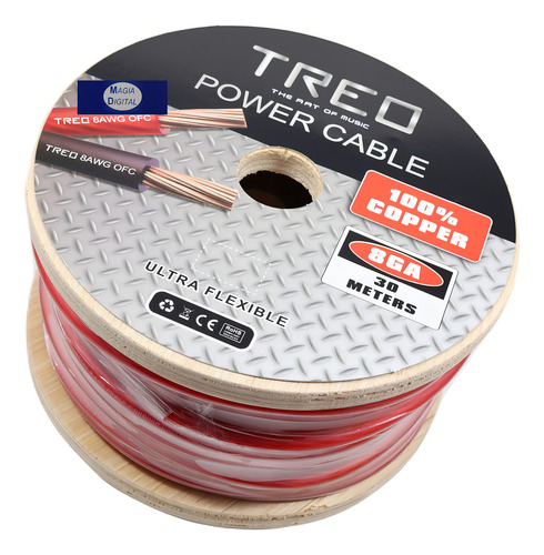 Cable Calibre 8 Treo Tr-pc830rd Rollo 30mts 100% Cobre