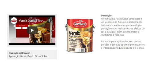Imagem 2 de 2 de Verniz Duplo Filtro Solar Brilhante - 0,9 Lt