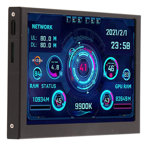 Monitor De Datos De Cpu Para Pc, Usb C Tipo C De 5 Pulgadas 