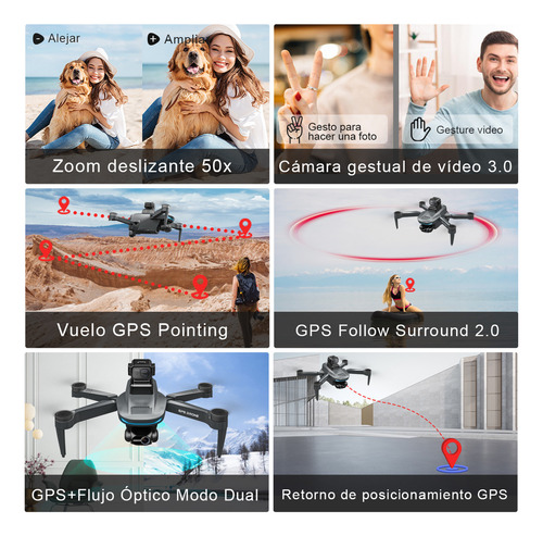 SJRC L200PRO HD MAX Mini Dron Con Cámara 8k Profesional Sin Escobillas 2 Baterías Negro 2.4 GHz