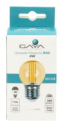 Imagem 2 de 4 de Lâmpada Led G45 Bolinha 4w Filamento 110v Gaya