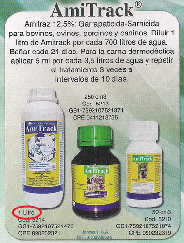 Amitrack® Amitraz (garrapaticida-sarnicida) 1 Lt Pack 12unid