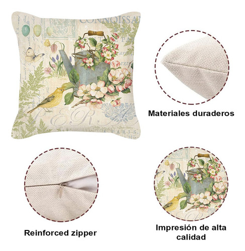 Fundas Cojines Almohada Decorativos Lino Algodón 4pcs 45cm Jardín