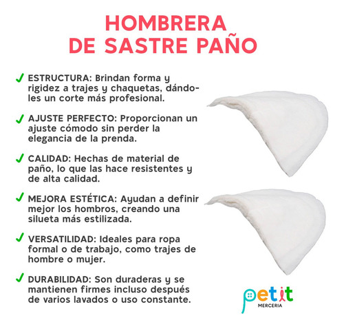 Hombrera De Sastre Paño 3b2/15 X5par Marca Mendafacil