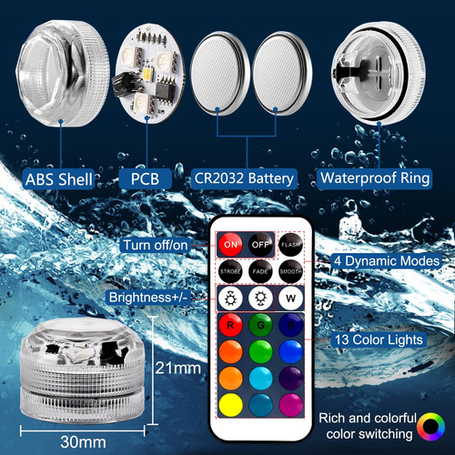 Paquete De 10 Mini Luces Led Sumergibles Pequeñas