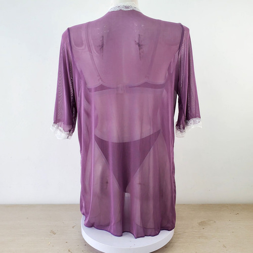 Lencería Morada Con Estampado De Encaje Para Mujer, Transpir