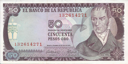 Colomba 50 Pesos 20 Julio 1973 9 Dígitos