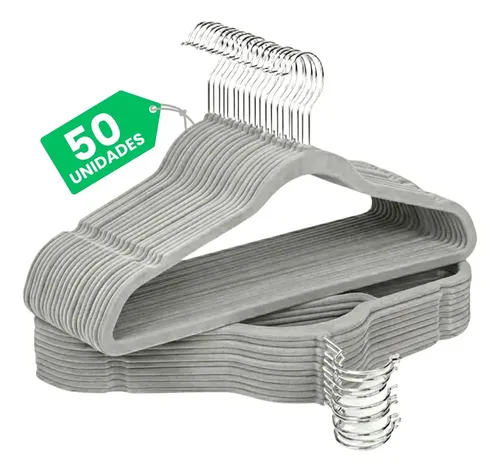 Kit Cabides Veludo De Roupa Antideslizante Slim Adulto 50 Un Cinza