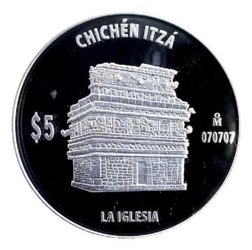 Moneda $5 La Iglesia Chichén Itzá Plata Pura Proof Año 2012