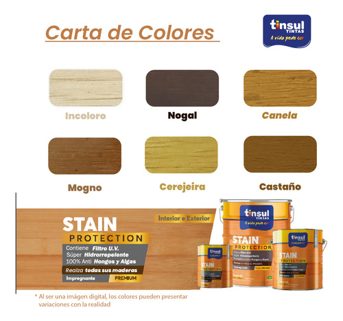 Protector De Madera Tinsul Hidrorrepelente Int Ext - 18 Lts. Canela Satinado