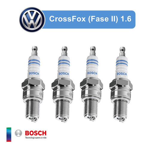 Jogo 4 Vela Bosch Volkswagen Crossfox 1.6 8v 2009-2014