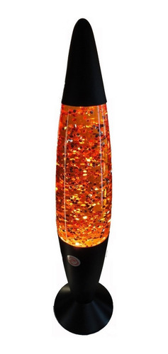 Lampara De Lava Gliter Naranja 42cm Base Negra Foco Extra