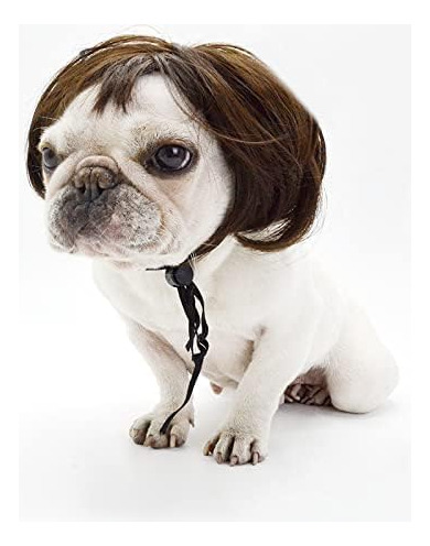 Peluca Para Mascota De Estilo Carré, Flequillo Recto, Marrón