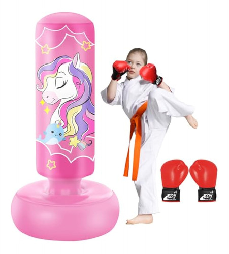 66 Inch Inflatable Kids Punching Bag With Boxing Gloves,