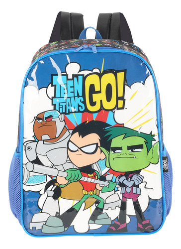 Mochila Jovens Titans Escolar Infantil Teen Titans Go Costas Cor Azul