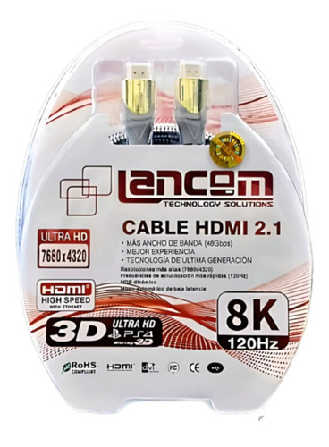 Cable Hdmi-hdmi De 3 Mts V.2.1 Lancom Mod.haa05-3m