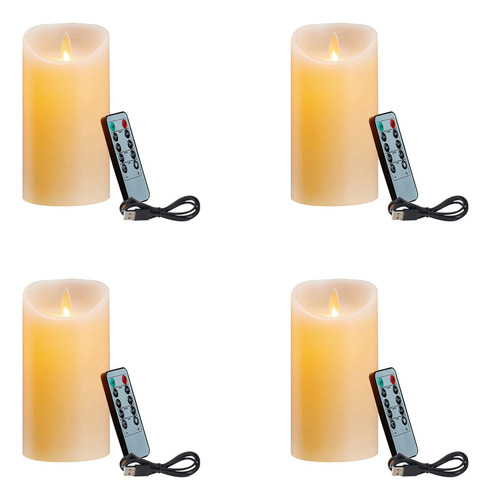 4 Velas Led, Velas Parpadeantes Sin Llama, Recargables C