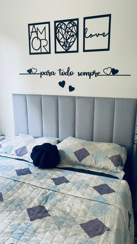Kit 8 Módulos Cabeceira Para Cama Tecido Suede* Cor Cinza