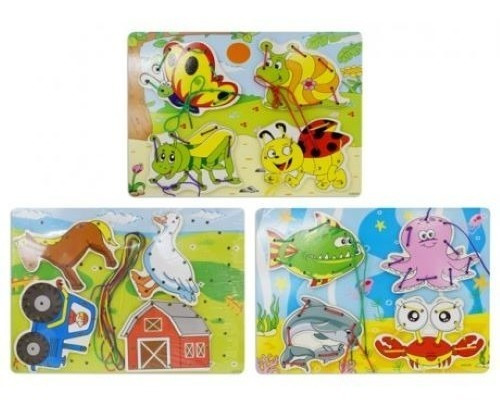 Juego Didáctico En Madera / Para Enhebrar Animales!!!