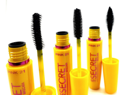 Mascara Rimel De Pestañas Negra 3 Cepillos My Secret Pink 21 Color Negro Recto