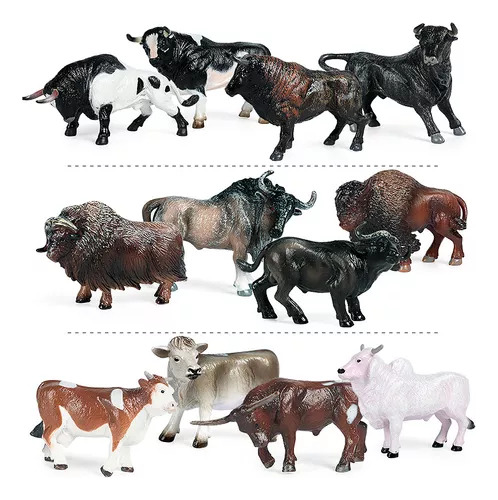 12 Modelos De Vacas, Animales De Toro Simulados