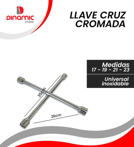 Imagen 2 de 6 de Llave Cruz Cromada Reforzada Mejor Calidad Exc 17 19 21 23