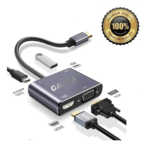 Hub 4 En 1 Adaptador Cable Usb C Hdmi 4k/vga/tipo C/usb 3.0