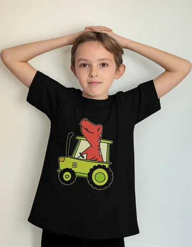 Polera Niño Estampada Dibujo Dinosaurio Tractor 974 Dtf