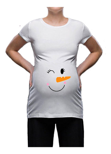 Playera De Maternidad Navidad Muñeco De Nieve Nena Zanahoria