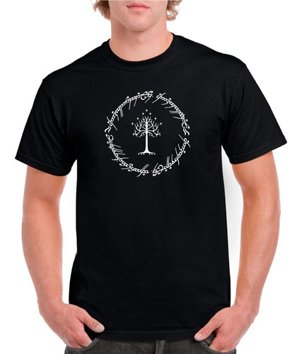 Imagen 1 de 2 de Polera Hombre Estampado El Señor De Los Anillos/ Árbol Blanc